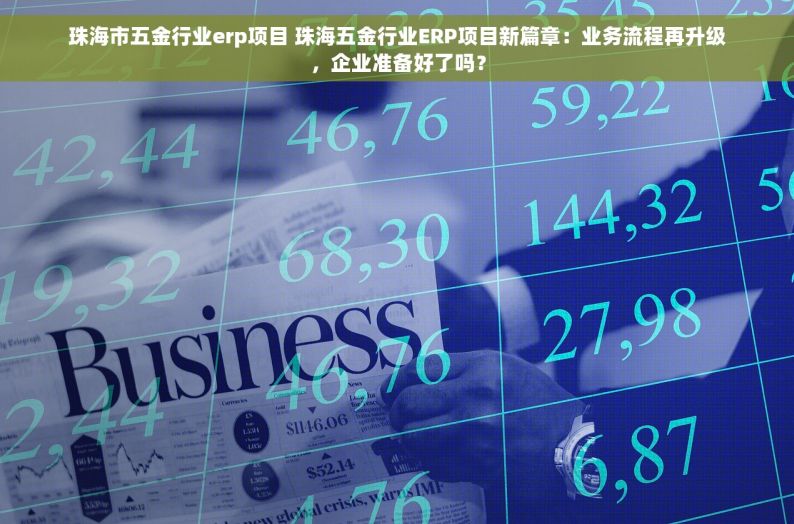 珠海市五金行业erp项目 珠海五金行业ERP项目新篇章：业务流程再升级，企业准备好了吗？
