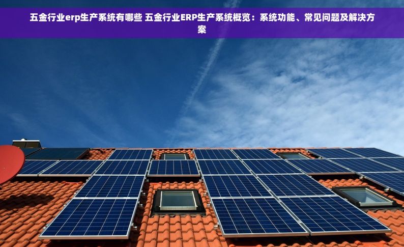五金行业erp生产系统有哪些 五金行业ERP生产系统概览：系统功能、常见问题及解决方案