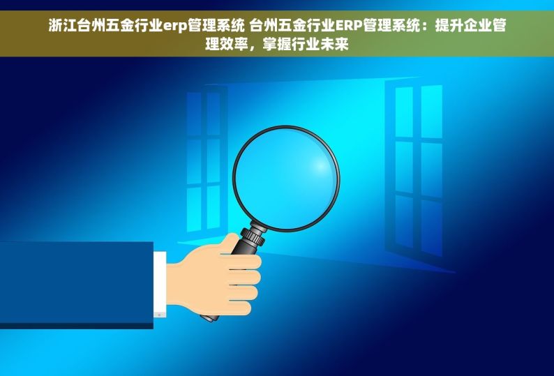 浙江台州五金行业erp管理系统 台州五金行业ERP管理系统：提升企业管理效率，掌握行业未来