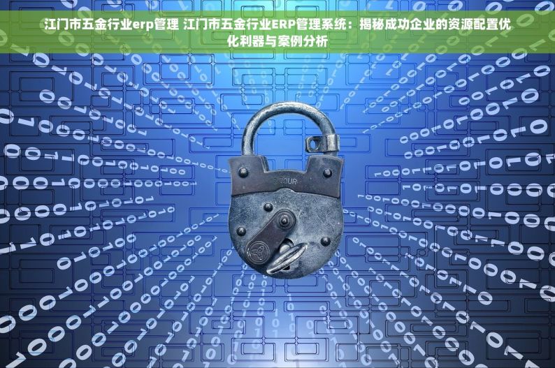 江门市五金行业erp管理 江门市五金行业ERP管理系统：揭秘成功企业的资源配置优化利器与案例分析