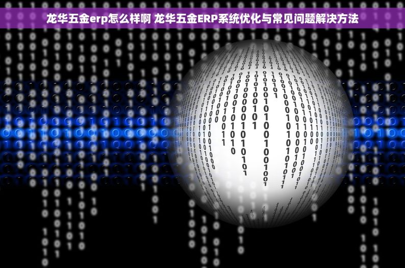 龙华五金erp怎么样啊 龙华五金ERP系统优化与常见问题解决方法
