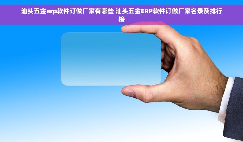 汕头五金erp软件订做厂家有哪些 汕头五金ERP软件订做厂家名录及排行榜