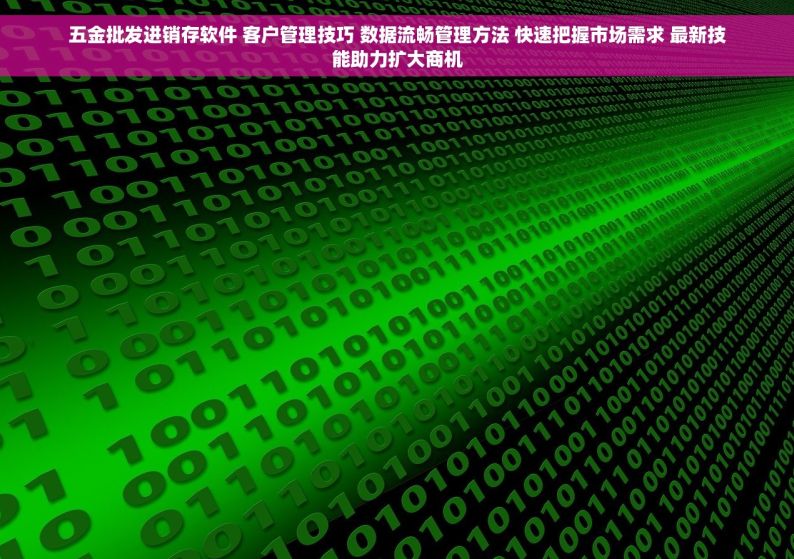 五金批发进销存软件 客户管理技巧 数据流畅管理方法 快速把握市场需求 最新技能助力扩大商机